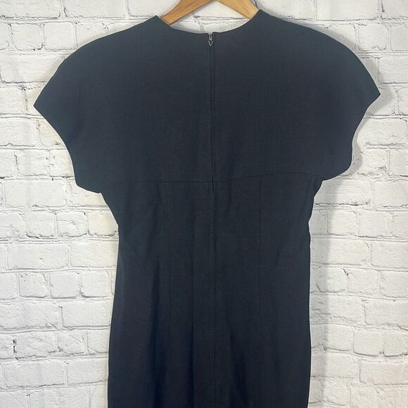 Jessica Howard Vintage 80s Black Evening Cocktail Dress size 6 Made in USA Linen - Picture 4 of 9